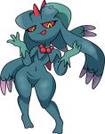  ancient_pokemon black_pupils blue_body featureless_crotch female flutter_mane gem generation_9_pokemon hi_res horn humanoid jewelry necklace nintendo nude open_mouth paradox_pokemon pearl_(gem) pearl_necklace pokemon pokemon_(species) pupils red_sclera solo thick_thighs vilepluff yellow_eyes 