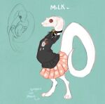  albino anthro armless ball_python biped clothed clothing female hi_res milk_(skifchan) python python_(genus) red_eyes reptile scalie skifchan snake solo white_body white_skin 