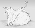  angry belly big_belly bovid bovine facial_piercing feral fur hi_res hooves horn male mammal monochrome nose_piercing nose_ring piercing ring_piercing solo tail thatgryphonguy vore 
