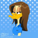  1:1 abstract_background anatid anseriform avian bird bored_expression duck female hair hi_res long_hair looking_away looney_tunes neutral_expression shaded simple_background simple_shading solitary_selenite the_looney_tunes_show tina_russo warner_brothers 