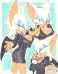  anthro bat big_breasts breasts cleavage clothed clothing dress female gem inkuusan jewelry mammal necklace one_eye_closed pearl_(gem) pearl_necklace rouge_the_bat sega solo sonic_the_hedgehog_(series) wink 