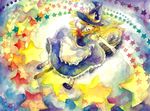  bad_id bad_pixiv_id blonde_hair braid broom danmaku hat highres kirisame_marisa long_hair nayuko solo star touhou traditional_media watercolor_(medium) witch_hat yellow_eyes 