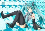  aqua_eyes aqua_hair chuujou_kagetsu detached_sleeves hatsune_miku long_hair necktie solo thighhighs twintails vocaloid 