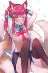  ahri animal_ears breasts league_of_legends meowlian nipples no_bra pantsu seifuku tail 