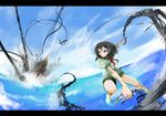  anchor bad_id bad_pixiv_id black_hair chain destruction green_eyes murasa_minamitsu sailor sailor_collar ship short_hair solo touhou watercraft yuma_(cobhc666) 