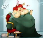  anthro belly belly_overhang big_breasts big_butt breasts butt cake cake_slice chubby_anthro chubby_belly chubby_cheeks chubby_female clothing dessert eating eating_food fakeanna female food hair hi_res lagomorph leporid mammal navel obese overweight overweight_anthro overweight_female rabbit red_hair slightly_chubby solo thick_thighs tight_clothing tight_topwear topwear wide_hips 