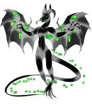  4_eyes alpha_channel anthro bioluminescence black_body black_scales crystal digitigrade dragon dreamreaver_dragon forked_tongue gem girly glowing green_eyes hi_res horn hovering long_tongue male multi_eye negative_colors onikkussu saorsa scales solo spread_wings talons tongue wings 