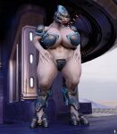  3d_(artwork) abs absurd_res alien armor big_breasts big_butt breasts butt cleavage clothed clothing covered_nipples covered_pussy digital_media_(artwork) female gabrielarchgod halo_(series) headgear helmet hi_res huge_breasts huge_butt huge_hips huge_thighs microsoft navel pasties sangheili skimpy solo thick_thighs wide_hips xbox_game_studios 