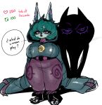  absurd_res big_breasts bottomwear breasts clothed clothing dialogue english_text eyelashes female footwear fur green_body green_clothing green_fur green_hair green_topwear hair hi_res hood huge_breasts humanoid league_of_legends long_sleeves looking_at_viewer medallion misahero99 pants purple_bottomwear purple_clothing purple_eyes purple_pants riot_games sandals shadow_(lol) short_stack simple_background speech_bubble talking_to_viewer text thick_thighs topwear vex_(lol) white_background wide_hips yordle 