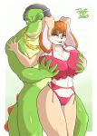  absurd_res anthro big_breasts breasts clothing dirtyduckart duo female hi_res lingerie male male/female sega sonic_the_hedgehog_(series) vanilla_the_rabbit vector_the_crocodile 