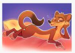  bed bedroom_eyes disney duke_weaselton furniture hi_res looking_at_viewer lying male mammal mustelid musteline narrowed_eyes nude seductive solo true_musteline weasel werewolfguts zootopia 