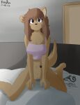  absurd_res after_masturbation anthro asking bed black_nose bodily_fluids bottomless brown_body brown_hair canid canine canis clitoris clothed clothing corgee(tleatlnox59) detailed_background domestic_dog door female furniture genital_fluids genitals hair hi_res humanoid_genitalia humanoid_hands inviting light_clothing looking_at_viewer mammal mostly_nude navel navel_piercing on_bed pawpads paws piercing pillow pink_pussy purple_eyes pussy pussy_juice sitting sitting_on_bed solo tail tattoo tleatlnox59 vizsla 