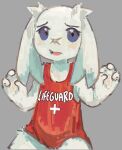  anthro cave_story clothed clothing facial_scar female fluffy fluffy_ears fur hi_res lagomorph looking_at_viewer mammal mimiga nose_scar open_mouth scar simple_background sue_sakamoto thick_thighs toficcino white_body white_fur 