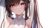  ai-generated bangs brown_hair genshin_impact hat highres hu_tao_(genshin_impact) non-web_source red_eyes wet wet_clothes white_background 