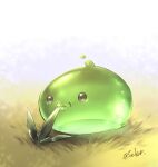  :3 commentary_request eating full_body grass no_humans poporing ragnarok_online rouko_(shichizai_shichifuku) signature slime_(creature) solo 