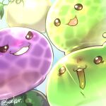  :3 character_request commentary_request dalcom_(ragnarok_online) food fruit grin lowres melon no_humans poporing ragnarok_online rouko_(shichizai_shichifuku) signature slime_(creature) smile watermelon 