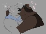  &lt;3 2023 anthro bear black_nose blush brown_body duo embrace eyes_closed grizzly_(shirokuma_cafe) hug kissing mammal metasighty polar_bear shirokuma shirokuma_cafe simple_background ursine white_body 