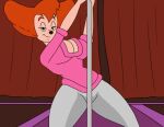  animated anthro big_breasts big_butt breasts butt canid canine clothed clothing dancing disney female goof_troop green_eyes hair looking_at_viewer mammal mature_female peg_pete pole pole_dancing red_hair solo striptease vylfgor 