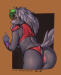  2023 anthro anus breasts butt canid canine canis chelodoy clothing digital_media_(artwork) ear_piercing female five_nights_at_freddy&#039;s five_nights_at_freddy&#039;s:_security_breach genitals hair hi_res long_hair looking_at_viewer mammal piercing pussy roxanne_wolf_(fnaf) scottgames simple_background solo wolf 