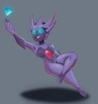  2022 3_toes breasts claws clothing corset crossed_legs diamond_(gem) feet female gem gem_glasses generation_3_pokemon grey_background hi_res humanoid inverted_nipples lingerie nintendo nipple_outline nipples not_furry pokemon pokemon_(species) purple_body raised_arm reaching_out reapcreates831 sableye sharp_claws sharp_teeth simple_background small_breasts smile solo teeth thick_thighs toe_claws toes topwear 