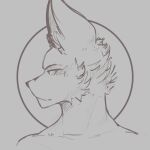  2022 absurd_res anthro canid canine cheek_tuft digital_media_(artwork) facial_tuft fox grey_background headshot_portrait hi_res inner_ear_fluff looking_aside looking_at_viewer male mammal portrait ryan_(themercart) side_profile simple_background sketch solo themercart tuft 