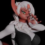  3d_(artwork) absol anthro bra breasts cleavage clothed clothing digital_media_(artwork) female generation_3_pokemon gesture hi_res nintendo open_mouth pokemon pokemon_(species) rose_duskclaw shiny_pokemon solo suggestive suggestive_gesture tongue tongue_out underwear 