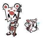  ^-^ anthro anus balls bear bear_(castle_crashers) big_penis bottomwear brown_clothing burly_bear clothing dogguyd eyes_closed feet fur genitals happy holding_melee_weapon holding_object holding_spear holding_weapon huge_penis male mammal melee_weapon penis polearm smile solo spear tail topwear vein veiny_penis weapon white_body white_fur white_tail 