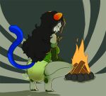  alien alien_humanoid animal_humanoid black_hair blush campfire clothing crouching diaper diaper_fetish digital_media_(artwork) feces female fire full_diaper grey_body grey_skin hair homestuck horn horned_humanoid humanoid messy_diaper meulin_leijon ms_paint_adventures rear_view scat smile soiled soiled_diaper soiling solo troll_(homestuck) webcomic webcomic_character zee-rage-man 