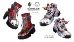  animal_feet artist_name body_fur boots chinese_commentary claws commentary_request cross-laced_footwear footwear_focus furry h_sirius highres keychain logo nike original pink_footwear red_footwear shoes sneakers toeless_footwear toes twitter_username watermark white_fur 