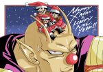  antenna_hair antennae black_eyes black_footwear black_gloves black_hair blue_eyes blush_stickers boots commentary_request dated dragon_ball dragon_ball_super dragon_ball_super_super_hero fake_nose family father_and_daughter forest_1988 frown giant giant_male glasses gloves happy_new_year hat husband_and_wife merry_christmas mother_and_daughter open_mouth orange_piccolo pan_(dragon_ball) piccolo pointy_ears red_eyes red_nose santa_costume santa_hat short_hair signature son_gohan sweatdrop videl 