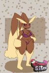  absurd_res anthro big_ears black_sclera bra breasts brown_body brown_fur brown_nipples clothing conmasitco female floppy_ears fur generation_4_pokemon hi_res lagomorph leporid lop_ears lopunny mammal nintendo nipples panties pokemon pokemon_(species) pubes rabbit red_eyes slightly_chubby solo solo_focus thick_thighs underwear wide_hips 