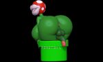  3d_(artwork) anus big_breasts big_butt breasts butt carnivorous_plant digital_media_(artwork) elemental_creature flora_fauna genitals gynomorph hi_res intersex looking_back mario_bros nintendo nonotoys piranha_plant plant solo 