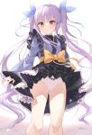  1girl absurdres bangs blush cameltoe frills highres kyouka_(princess_connect!) looking_at_viewer panties pointy_ears princess_connect! purple_hair simple_background sleeves_past_wrists solo twintails underwear xue_lu yellow_eyes 