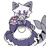  12_iona ambiguous_gender anthro black_body blush blush_lines clothing fish grey_body hair humanoid low_res maid_uniform marine open_mouth pawpads paws pink_pawpads pink_paws requiem_shark shark solo tiger_shark uniform white_body white_hair 