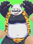  2023 absurd_res anthro bear belly big_belly black_body black_nose blush bulge clothing eyewear giant_panda glasses hi_res humanoid_hands kemono male mammal moobs navel nipples overweight overweight_male sasayama_akira setsubun solo taiki_g_0323 underwear virtual_youtuber white_body 