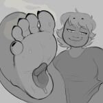 anthro barefoot bodily_fluids chubby_female clothed clothing digital_media_(artwork) disembodied_tongue dragon feet female fish foot_fetish foot_focus foot_lick foot_play greyscale hair humanoid humanoid_feet licking mammal marine monochrome plantigrade reptile saliva scalie shark simple_background slightly_chubby smelly smelly_feet smile soles solo sweat sweaty_feet teeth toes tongue tongue_out twistedfurby 
