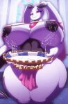  absurd_res anthro big_breasts bodily_fluids breasts dragon female frill_(anatomy) hi_res huge_breasts humanoid lactating looking_at_viewer milk mostly_nude pink_eyes riendonut solo stained_glass sylove_(ninstarrune) tagme tail thick_thighs 