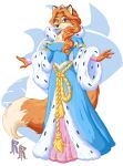  48:65 4_fingers activision alpha_channel anthro biped blue_clothing blue_dress blue_eyes breasts canid canine clothing crown digital_media_(artwork) dipstick_tail dress eyeshadow female fingers fox fur gomerz22 headgear ice_princess long_dress makeup mammal markings orange_body orange_fur pixel_(artwork) princess royalty simple_background solo spyro_the_dragon standing tail tail_markings tan_body tan_fur transparent_background 