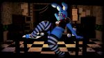  16:9 animatronic anthro blue_body clothing desk five_nights_at_freddy&#039;s five_nights_at_freddy&#039;s_2 furniture girly green_eyes hi_res lagomorph legwear leporid looking_at_viewer machine male mammal moobs office pattern_clothing pattern_legwear pattern_stockings pinup pose rabbit robot scottgames sitting smile smiling_at_viewer smokedsoul35 solo solo_focus stockings striped_clothing striped_legwear striped_stockings stripes table topwear toy_bonnie_(fnaf) widescreen 