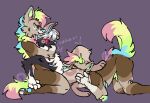  anthro beans_(oopsie-gay) blush brown_body canid canine canis clone domestic_dog fellatio group holding_another male male/male mammal multicolored_body oopsie-gay oral penetration penile piercing raised_tail riko_(oopsie-gay) sex tail trio 