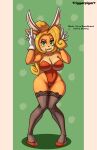  absurd_res activision anthro big_breasts breasts bunny_costume cleavage clothed clothing coco_bandicoot costume crash_bandicoot_(series) fake_ears fake_rabbit_ears female fur green_eyes hi_res lace lace_stockings leotard solo thick_thighs triggerpigart wide_hips 