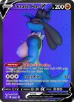  3d_(artwork) abstract_background anthro big_breasts big_butt blue_body breasts butt canid canine card digital_media_(artwork) english_text female generation_4_pokemon jojo_pose looking_at_viewer lucario mammal neck_tuft nintendo pokemon pokemon_(species) pokemorph pose presenting presenting_hindquarters red_eyes serious serious_face side_view smokedsoul35 solo solo_focus spikes standing text thick_thighs tuft 