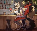  anthro bar bar_stool beverage_can bodily_fluids bottomless butt canid canine clothed clothing cum cum_on_butt digitigrade dipstick_tail duo elcy erection female fluffy fluffy_tail fox fur furniture genital_fluids genitals hair hi_res hot_dogging humanoid_genitalia humanoid_penis lightbulb male male/female mammal markings nude on_stool penis shirt sitting stool tail tail_markings tan_body tan_fur tank_top topwear white_hair 