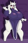  anthro big_breasts boss_monster bovid breasts caprine clothing female goat hair hi_res horn huge_breasts looking_at_viewer mammal open_mouth pupils red_eyes robe solo thick_thighs toriel undertale undertale_(series) white_body white_hair white_pupils zantanerz_(artist) 