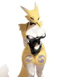  absurd_res anthro bandai_namco big_breasts blue_eyes breasts butt cheek_tuft clothed clothing crow449 digimon digimon_(species) facial_tuft female fluffy fluffy_tail full-length_portrait hi_res legs neck_tuft nintendo partially_clothed pokemon pokemon_(species) portrait renamon seductive solo suit_and_tie tail tuft yellow_body 