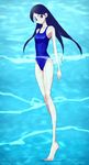  bad_anatomy bangs kitsu_chiri one-piece_swimsuit parted_bangs pool sayonara_zetsubou_sensei solo swimsuit 