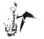  alternate_costume bat_wings contemporary formal frills full_body gathers greyscale monochrome realistic remilia_scarlet short_hair solo sousou_(sousouworks) touhou wings 