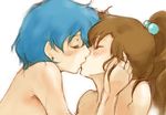  bare_shoulders bishoujo_senshi_sailor_moon blue_hair brown_hair closed_eyes couple kino_makoto kiss lowres mizuno_ami multiple_girls otsukimi_(artist) ponytail yuri 