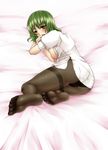  bad_id bad_pixiv_id breasts feet geike green_hair kazami_yuuka large_breasts naughty_face pantyhose red_eyes short_hair solo thighband_pantyhose touhou 