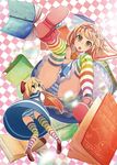  alice_margatroid ass bad_id bad_pixiv_id blonde_hair blush book checkered ebibaachan face long_hair looking_back multicolored multicolored_clothes multicolored_legwear multiple_girls panties shanghai_doll striped striped_legwear striped_panties thighhighs touhou underwear upskirt 